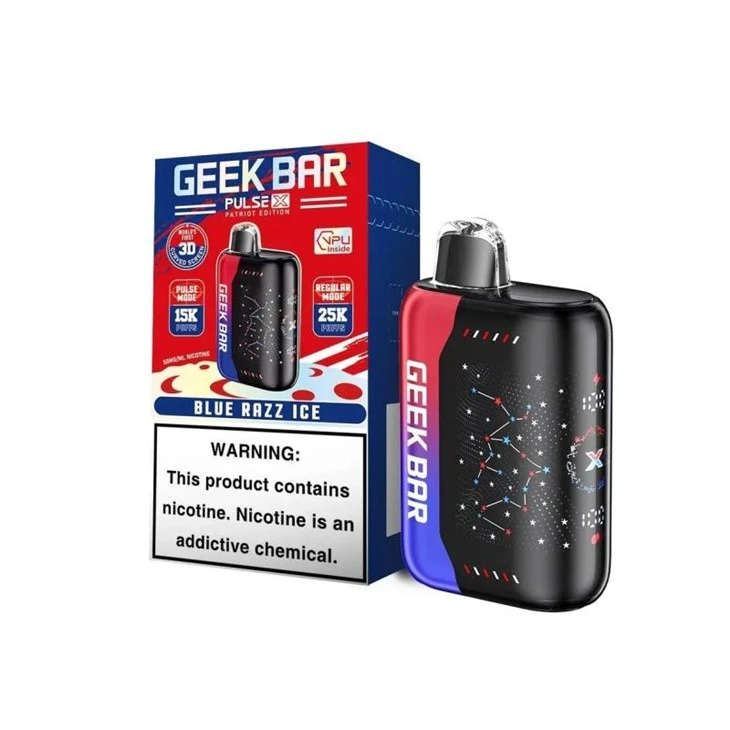 Geek_Bar_Pulse_X_25K_Puff_PATRIOT_EDITION_Rechargeable_Disposable_Blue_Razz_Ice_GEEK BAR PULSE X 25000