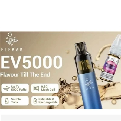 ELFBAR, 영국에서 리필형 전자 담배 EV5000 출시(가격: £ 12.99)