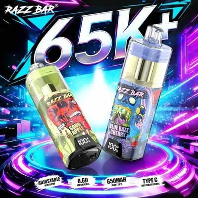 Razz Bar 65K+: 전자-담배로 바꾸는 것을 잊어버리게 만드는 담배.