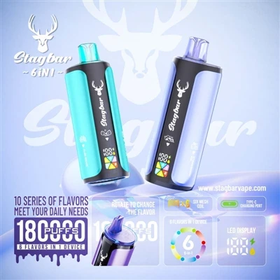 Stag Bar 6인치1 180K Puffs: 여섯 가지 작업을 수행하는 하나의 장치, 정말 놀라운-