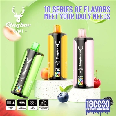Stag Bar 6인치1 180K: 일회용 전자-담배가 '장난스러워'지기 시작합니다.